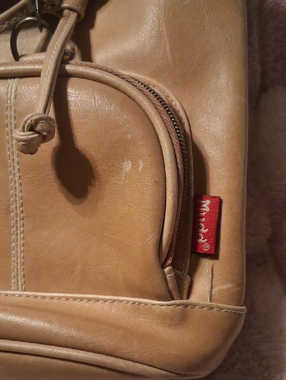 Mudd Light Tan Faux Leather Drawstring Mini Backpack - Picture 3 of 10